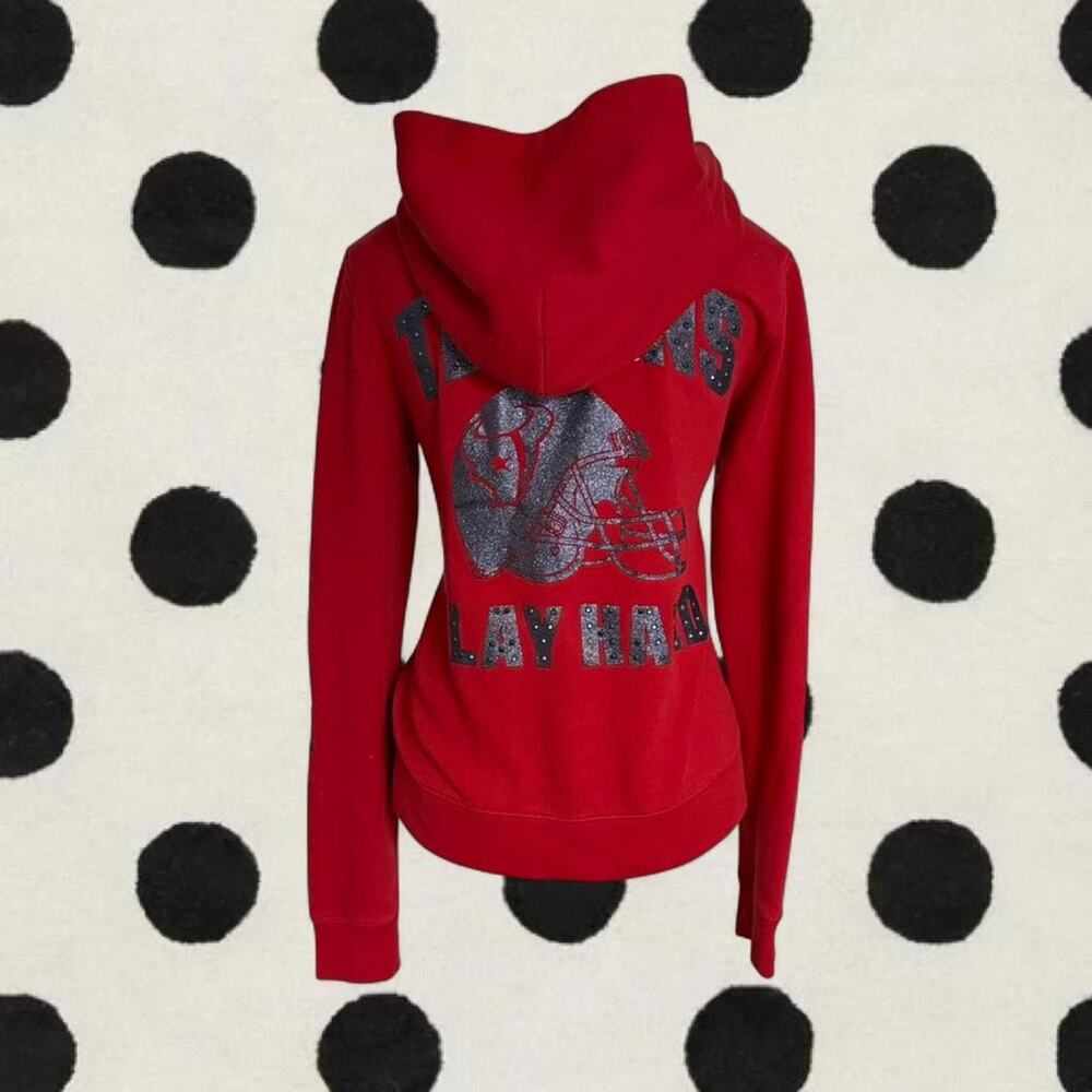 Red Victoria's Secret PINK NFL zip up hoodie Size M Houston Texans Vintage NFL